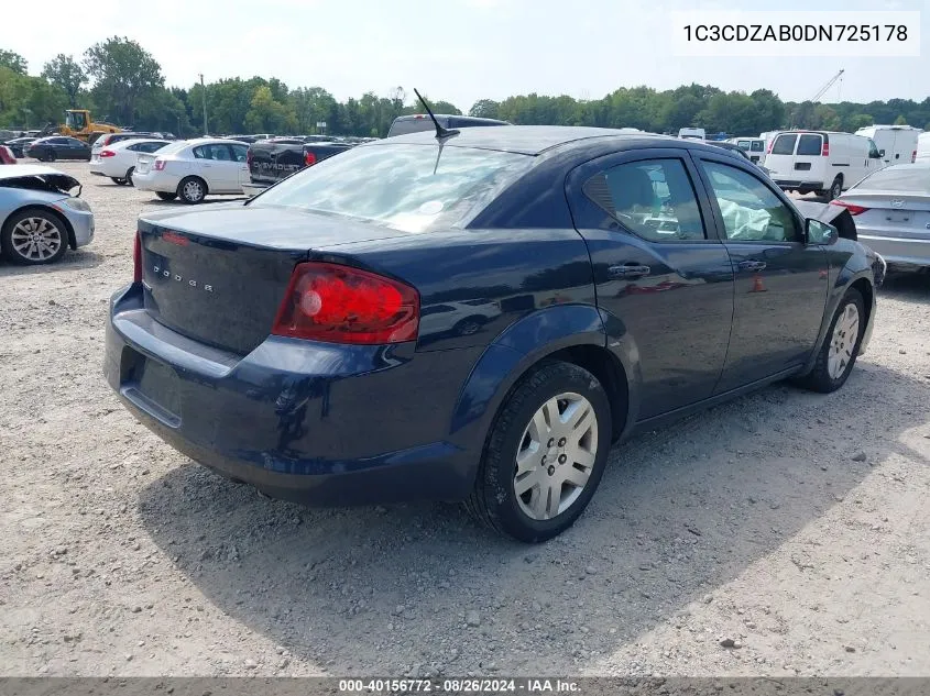 1C3CDZAB0DN725178 2013 Dodge Avenger Se