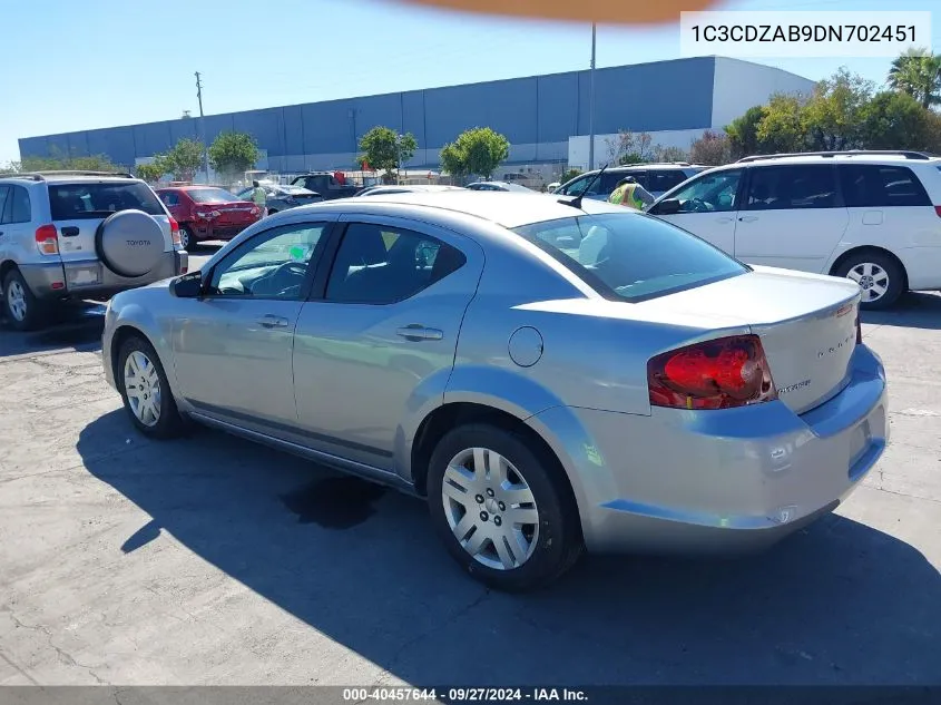 1C3CDZAB9DN702451 2013 Dodge Avenger Se