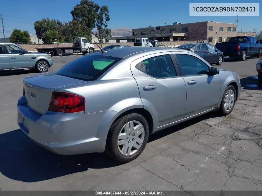 1C3CDZAB9DN702451 2013 Dodge Avenger Se