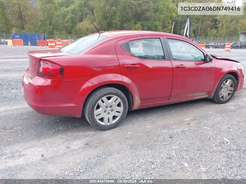 1C3CDZAG6DN749416 2013 Dodge Avenger Se V6