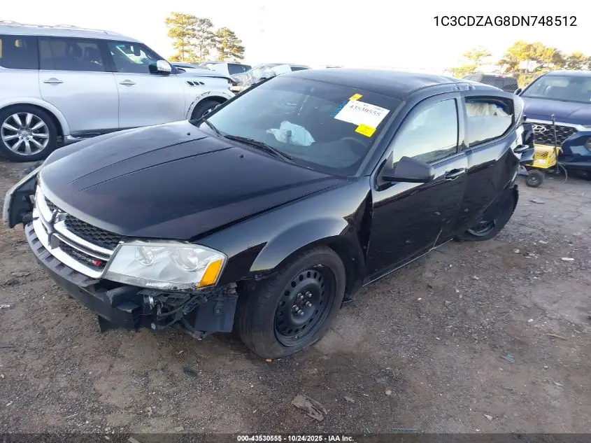 1C3CDZAG8DN748512 2013 Dodge Avenger Se V6