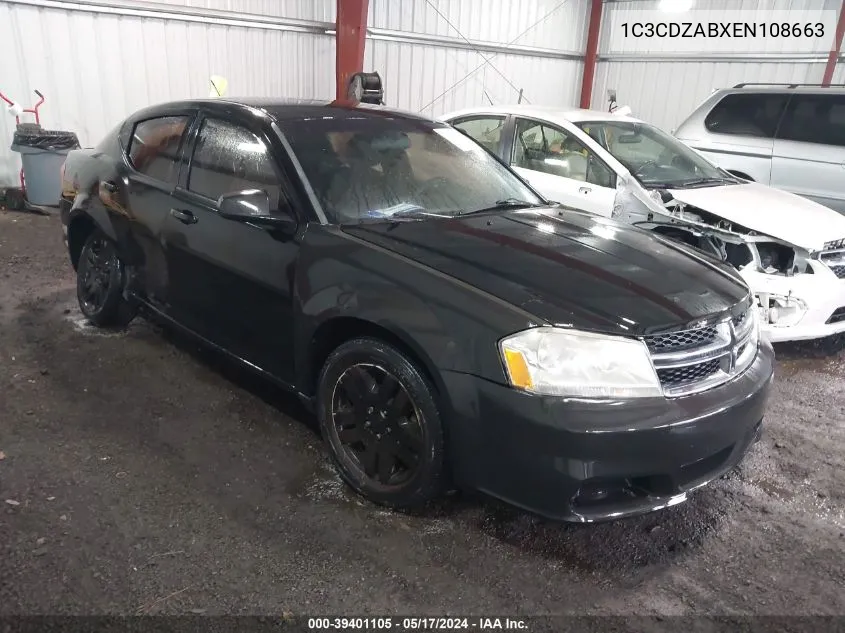 1C3CDZABXEN108663 2014 Dodge Avenger Se