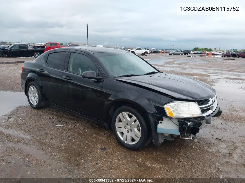 1C3CDZAB0EN115752 2014 Dodge Avenger Se