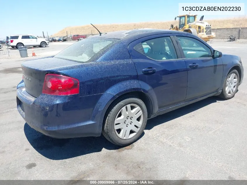 1C3CDZAB0EN202230 2014 Dodge Avenger Se