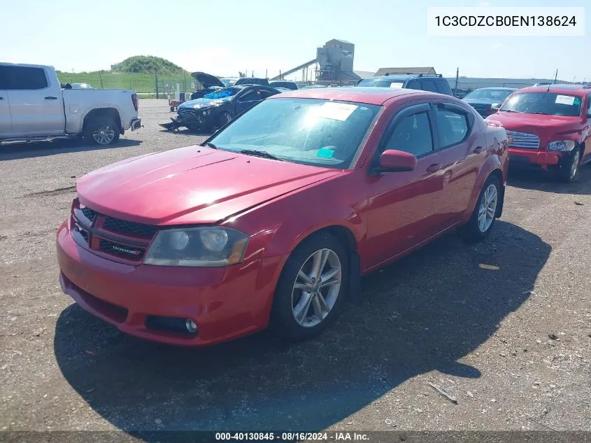 1C3CDZCB0EN138624 2014 Dodge Avenger Sxt