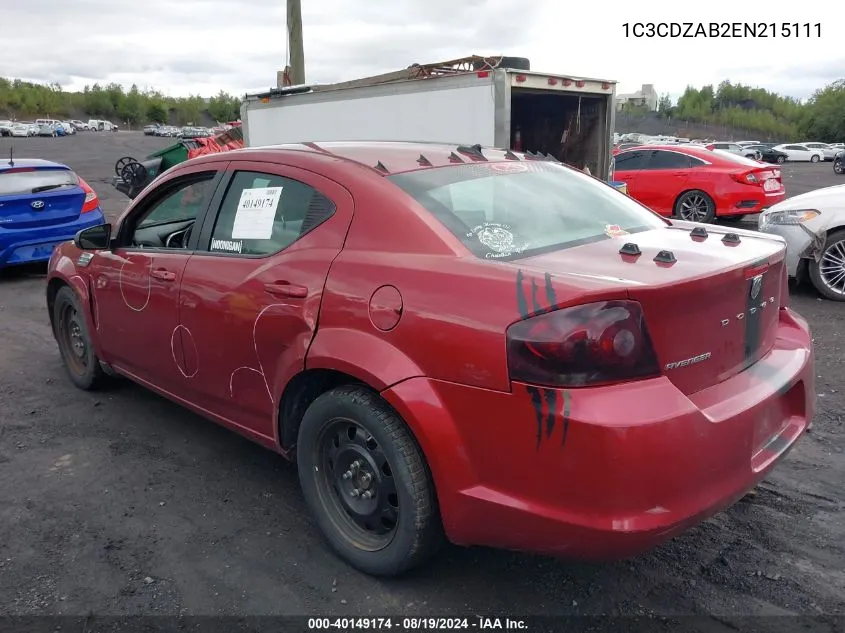 1C3CDZAB2EN215111 2014 Dodge Avenger Se