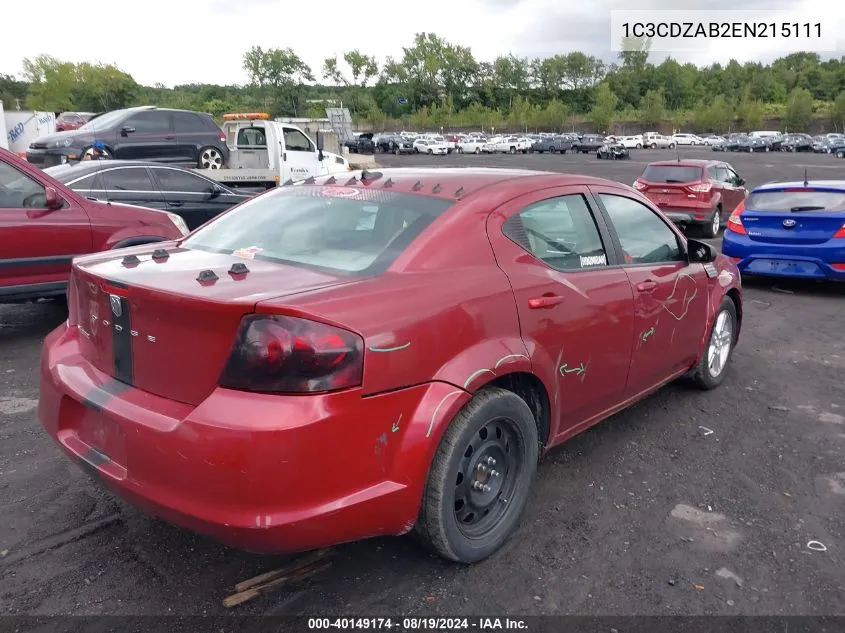 1C3CDZAB2EN215111 2014 Dodge Avenger Se