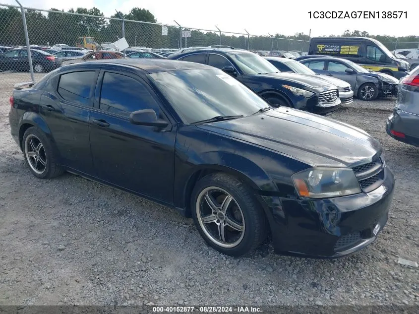 1C3CDZAG7EN138571 2014 Dodge Avenger Se