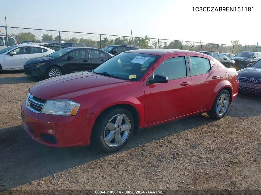 1C3CDZAB9EN151181 2014 Dodge Avenger Se