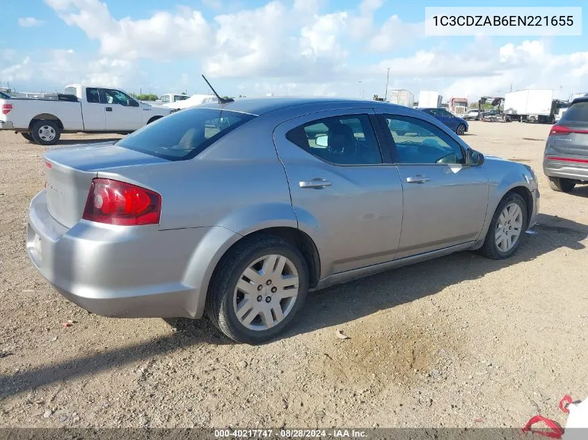 1C3CDZAB6EN221655 2014 Dodge Avenger Se