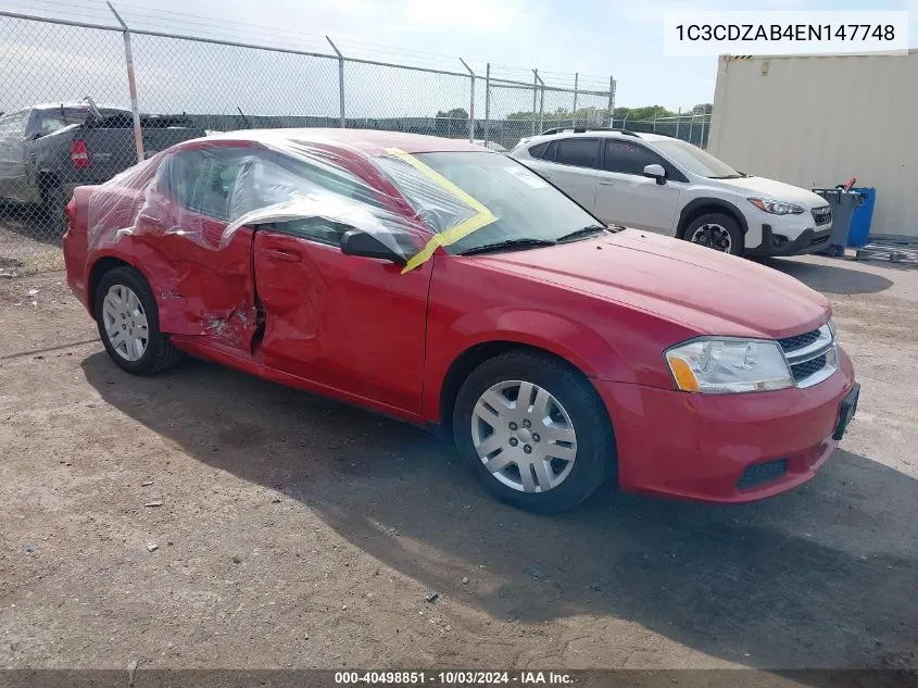 1C3CDZAB4EN147748 2014 Dodge Avenger Se