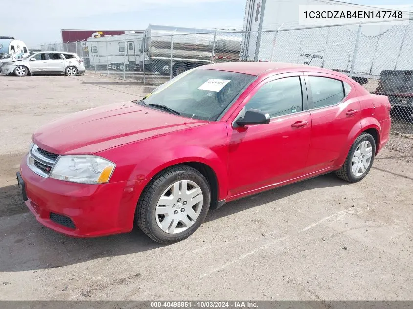 1C3CDZAB4EN147748 2014 Dodge Avenger Se