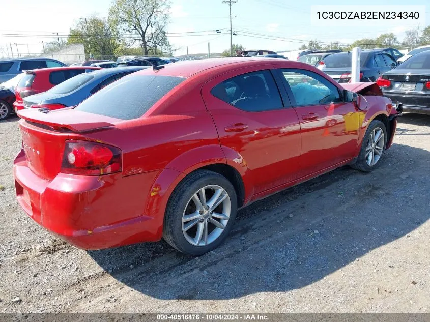 1C3CDZAB2EN234340 2014 Dodge Avenger Se