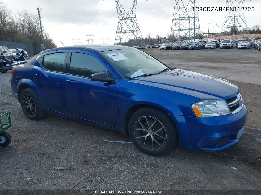 2014 Dodge Avenger Se VIN: 1C3CDZAB4EN112725 Lot: 41043585