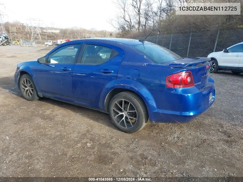 2014 Dodge Avenger Se VIN: 1C3CDZAB4EN112725 Lot: 41043585