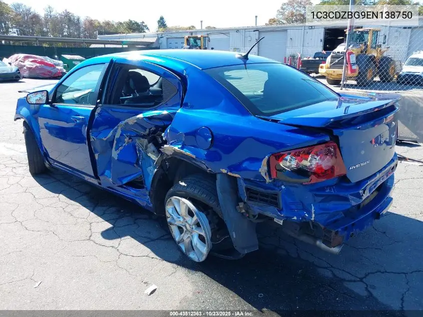 1C3CDZBG9EN138750 2014 Dodge Avenger R/T