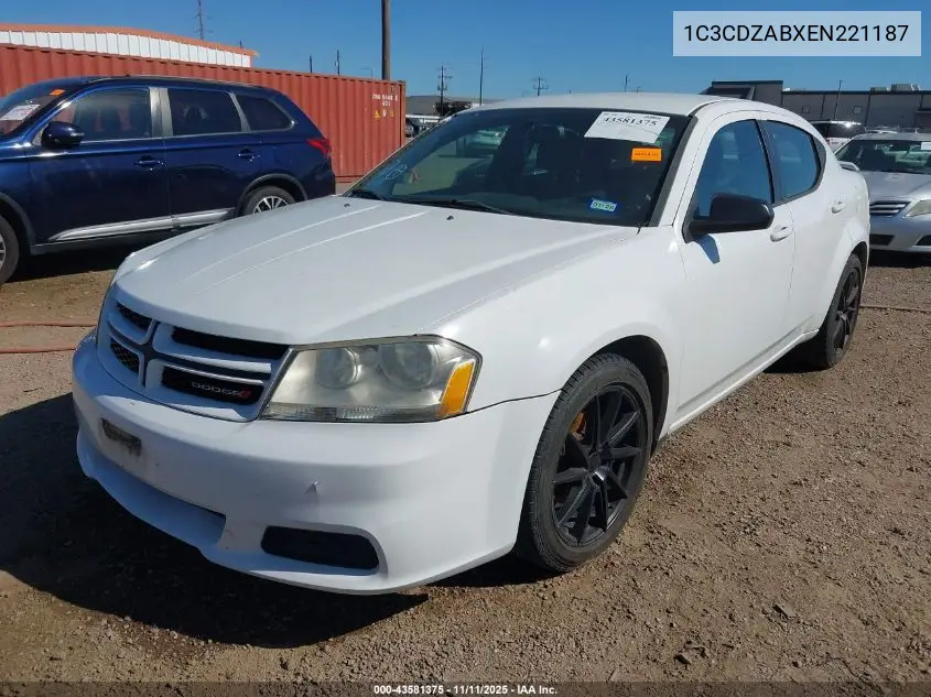1C3CDZABXEN221187 2014 Dodge Avenger Se