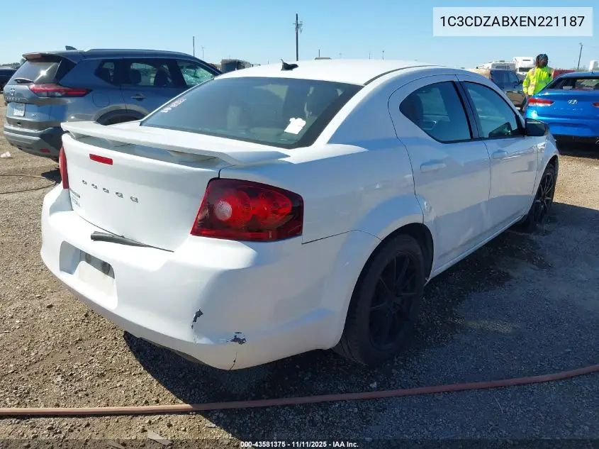 1C3CDZABXEN221187 2014 Dodge Avenger Se