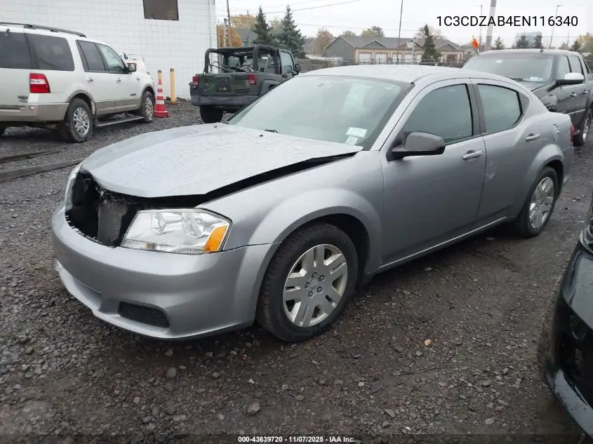 1C3CDZAB4EN116340 2014 Dodge Avenger Se