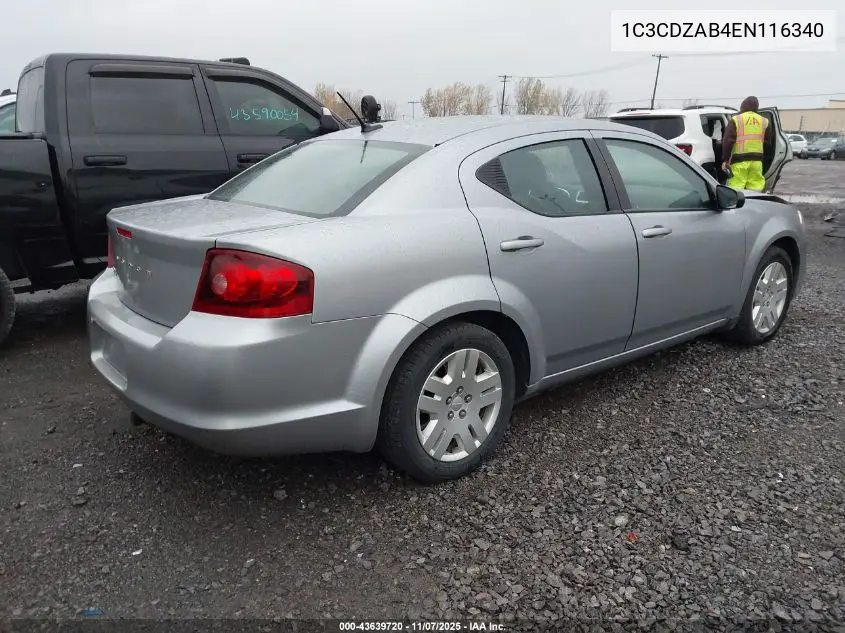 1C3CDZAB4EN116340 2014 Dodge Avenger Se