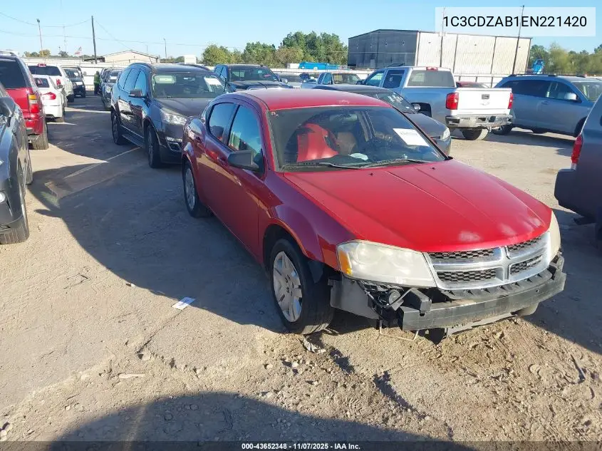 1C3CDZAB1EN221420 2014 Dodge Avenger Se