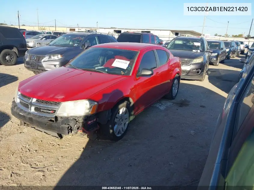 1C3CDZAB1EN221420 2014 Dodge Avenger Se