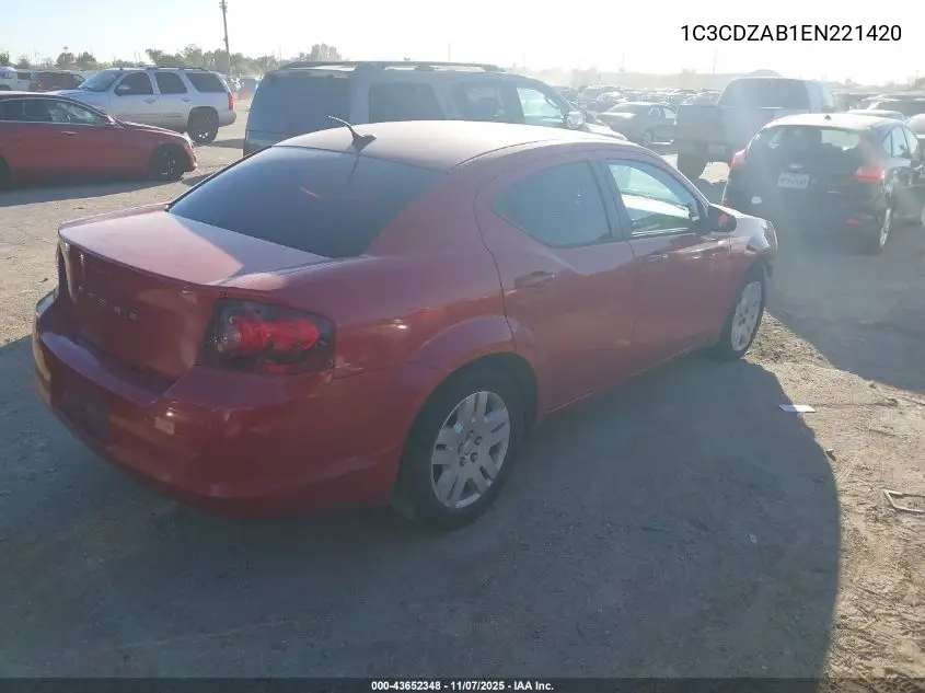 1C3CDZAB1EN221420 2014 Dodge Avenger Se