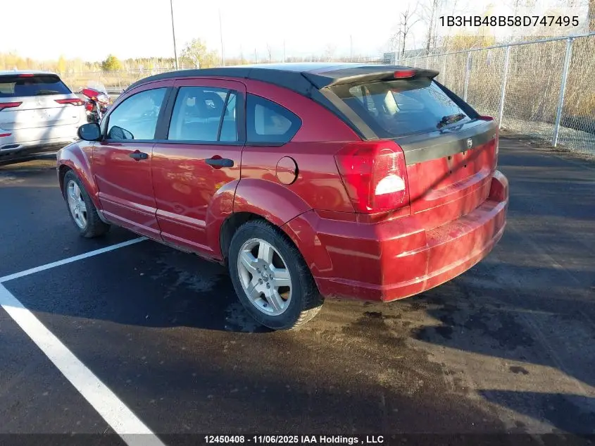 1B3HB48B58D747495 2008 Dodge Caliber Sxt