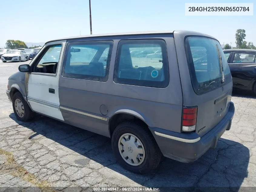 1992 Dodge Caravan VIN: 2B4GH2539NR650784 Lot: 39745947