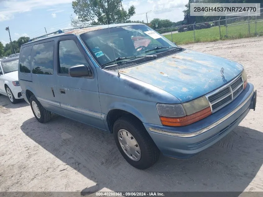 1992 Dodge Caravan Se VIN: 2B4GH4537NR724770 Lot: 40280368