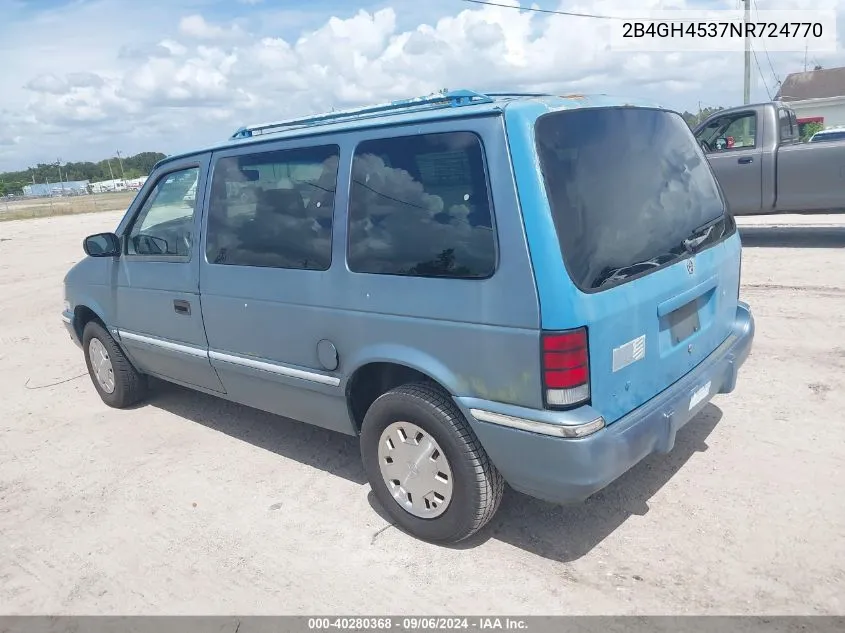 1992 Dodge Caravan Se VIN: 2B4GH4537NR724770 Lot: 40280368