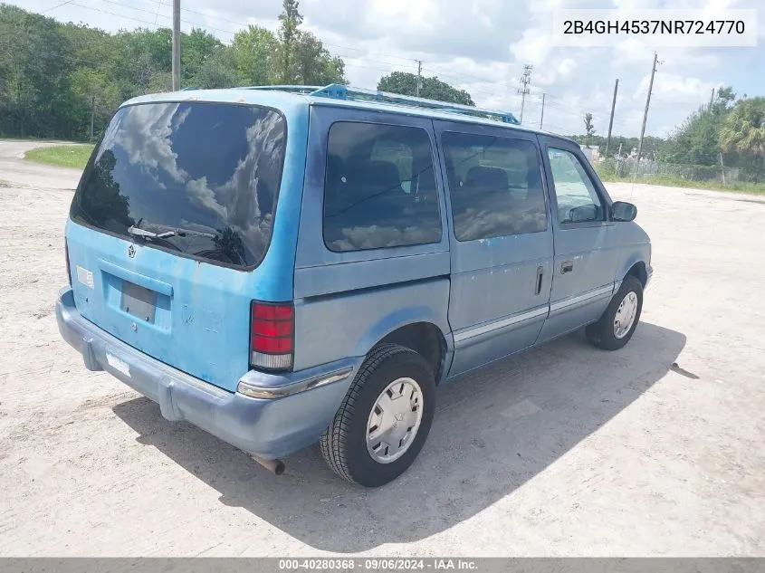 1992 Dodge Caravan Se VIN: 2B4GH4537NR724770 Lot: 40280368