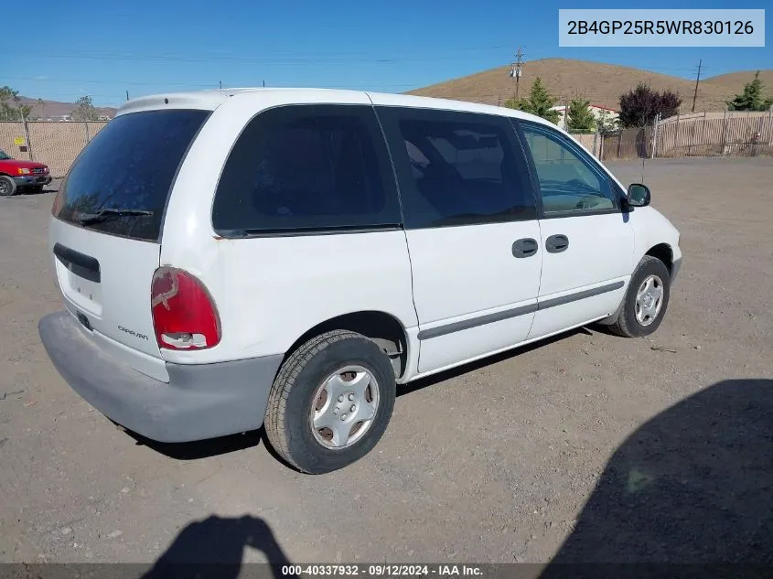 1998 Dodge Caravan VIN: 2B4GP25R5WR830126 Lot: 40337932