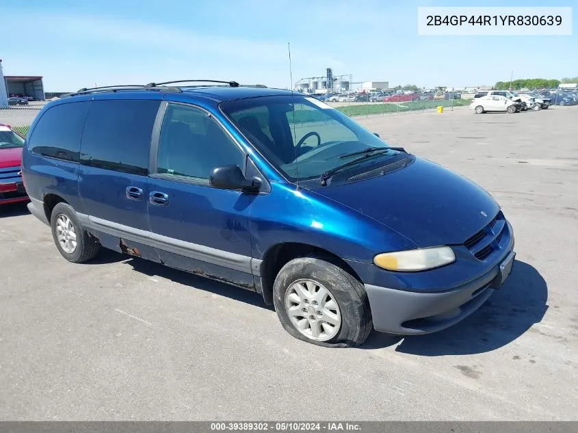 2000 Dodge Grand Caravan Se VIN: 2B4GP44R1YR830639 Lot: 39389302