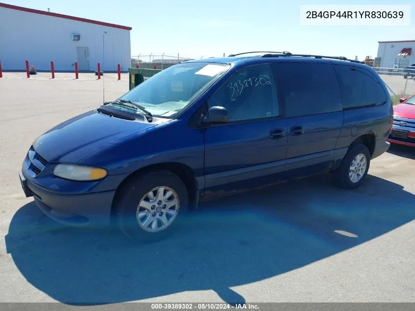 2000 Dodge Grand Caravan Se VIN: 2B4GP44R1YR830639 Lot: 39389302