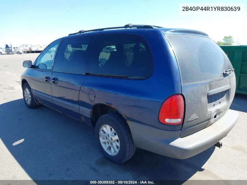 2000 Dodge Grand Caravan Se VIN: 2B4GP44R1YR830639 Lot: 39389302