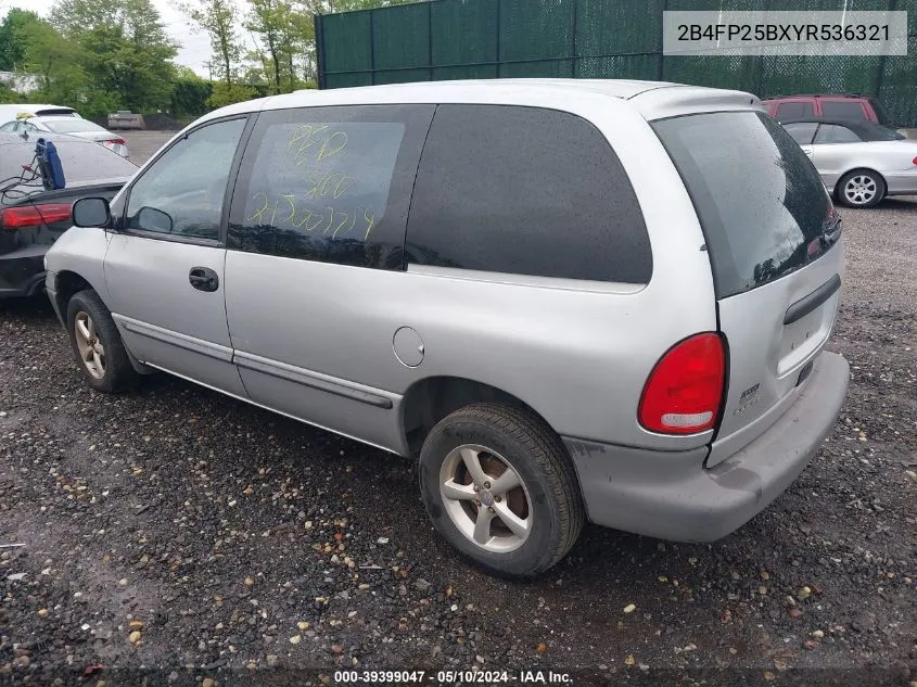 2000 Dodge Caravan VIN: 2B4FP25BXYR536321 Lot: 39399047