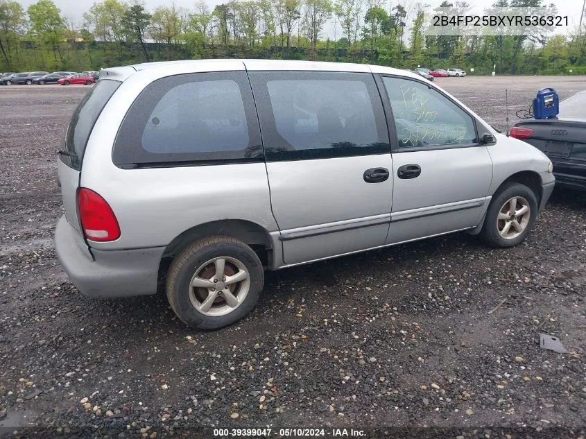 2000 Dodge Caravan VIN: 2B4FP25BXYR536321 Lot: 39399047