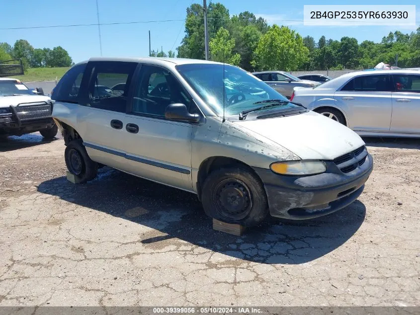 2000 Dodge Caravan VIN: 2B4GP2535YR663930 Lot: 39399056