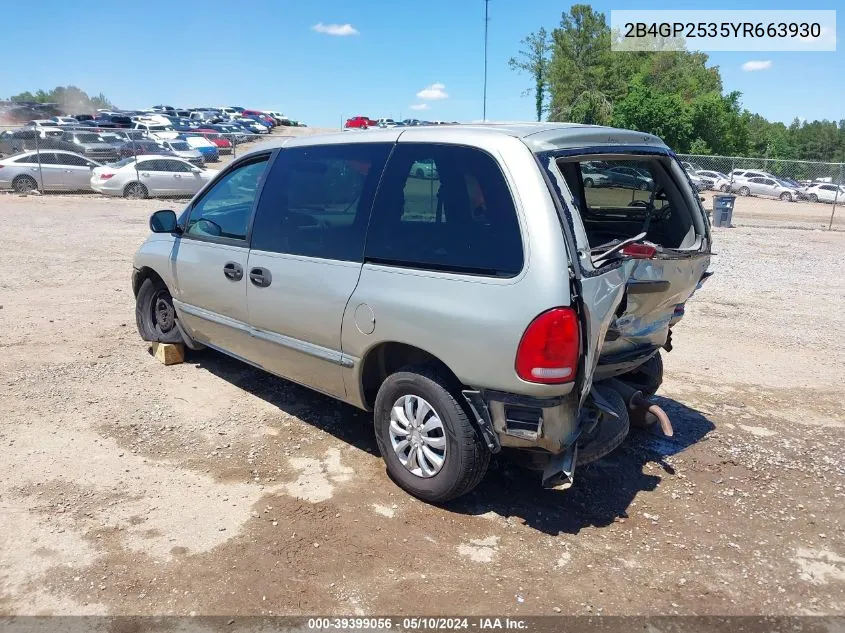 2000 Dodge Caravan VIN: 2B4GP2535YR663930 Lot: 39399056