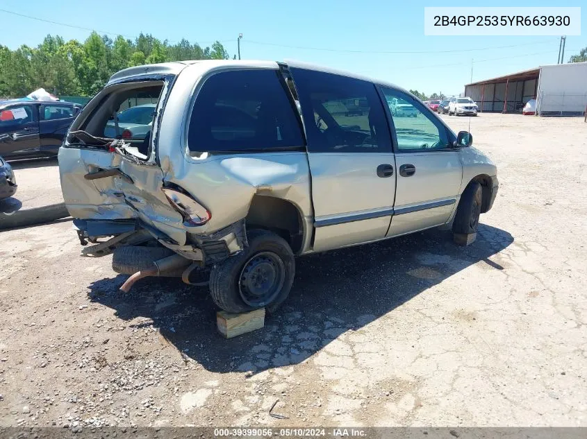 2000 Dodge Caravan VIN: 2B4GP2535YR663930 Lot: 39399056