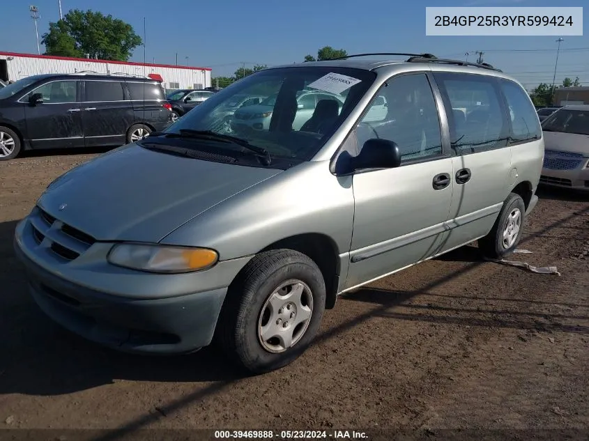 2000 Dodge Caravan VIN: 2B4GP25R3YR599424 Lot: 39469888