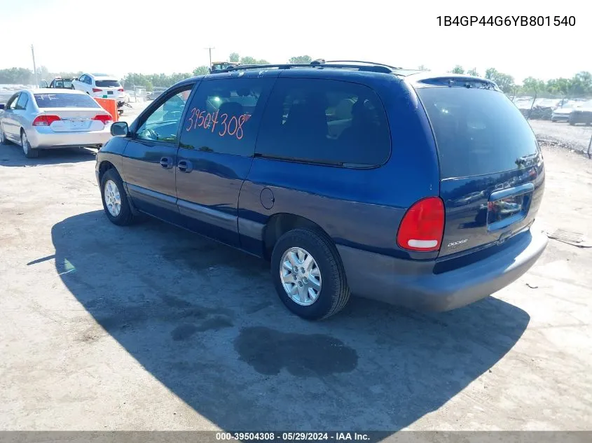 2000 Dodge Grand Caravan Se VIN: 1B4GP44G6YB801540 Lot: 39504308