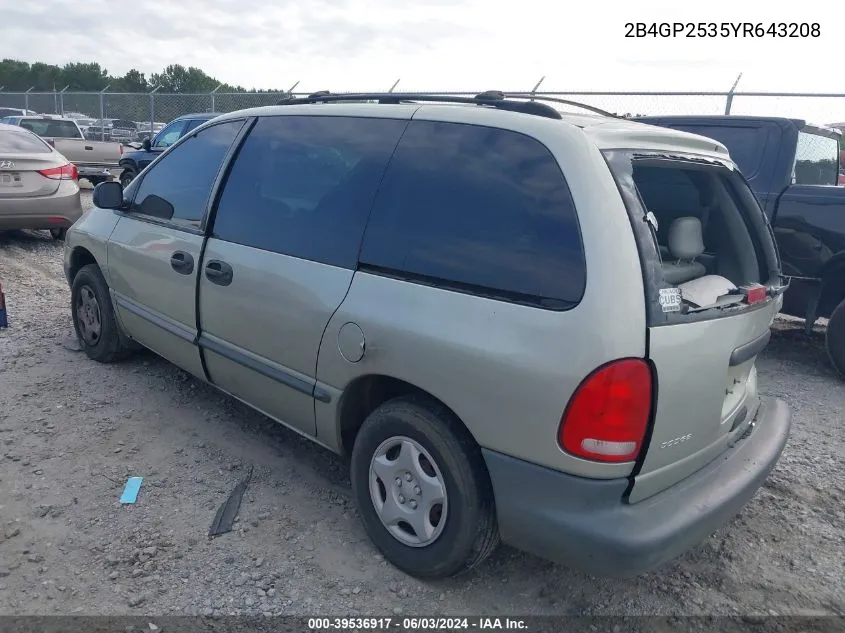 2B4GP2535YR643208 2000 Dodge Caravan