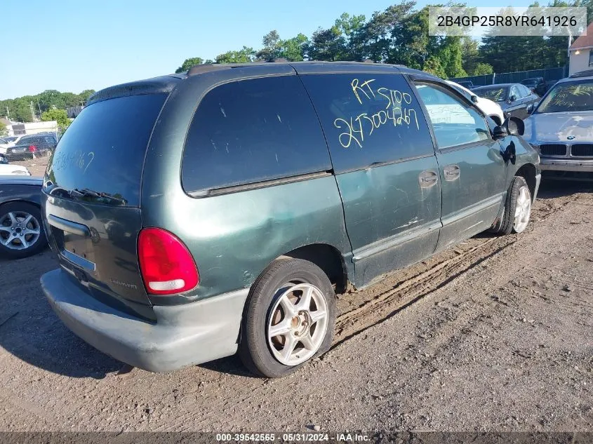 2000 Dodge Caravan VIN: 2B4GP25R8YR641926 Lot: 39542565