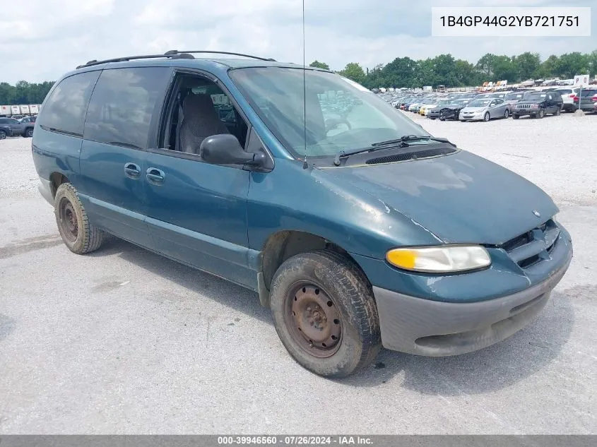 2000 Dodge Grand Caravan Se VIN: 1B4GP44G2YB721751 Lot: 39946560