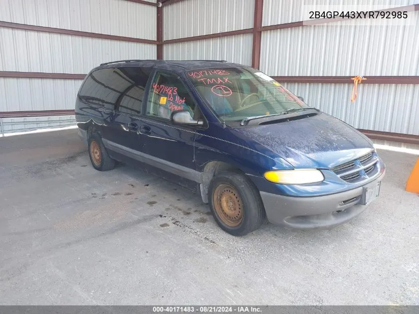 2000 Dodge Grand Caravan Se VIN: 2B4GP443XYR792985 Lot: 40171483