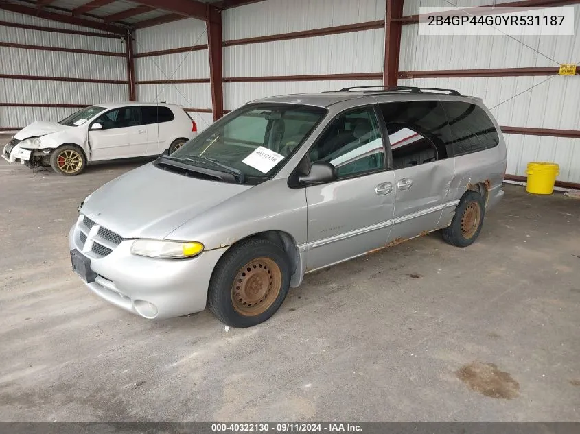 2000 Dodge Grand Caravan Se VIN: 2B4GP44G0YR531187 Lot: 40322130