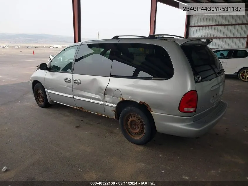 2000 Dodge Grand Caravan Se VIN: 2B4GP44G0YR531187 Lot: 40322130