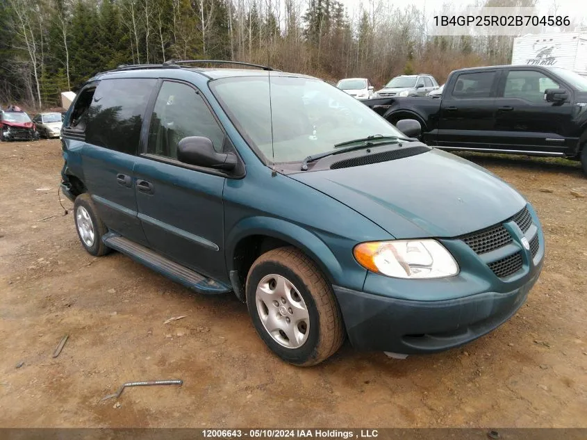 2002 Dodge Caravan VIN: 1B4GP25R02B704586 Lot: 12006643